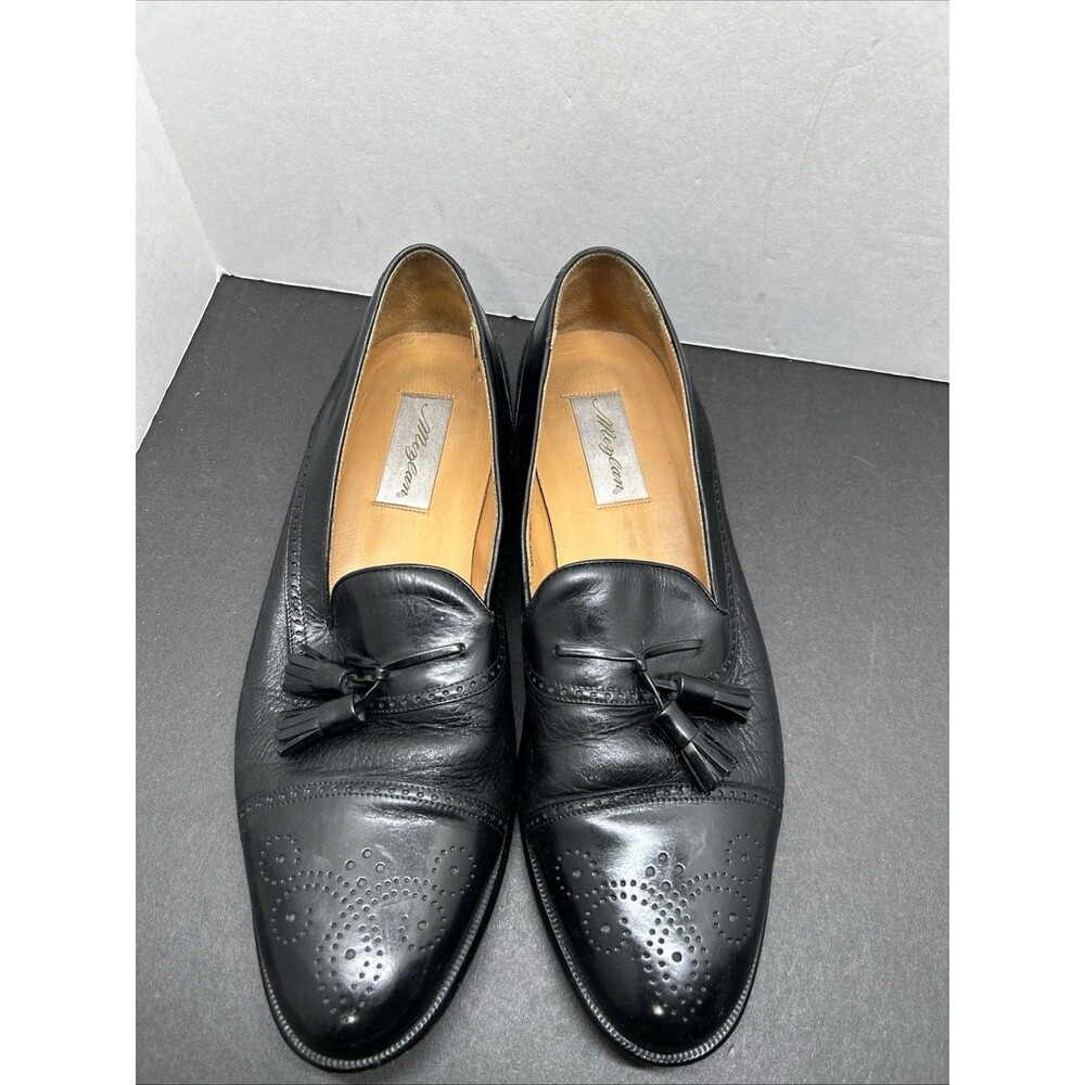MEZLAN HAVANA Black Men’s 13 Leather Tassel Cap Toe Slip On Dress Loafers Spain - Picture 1 of 10